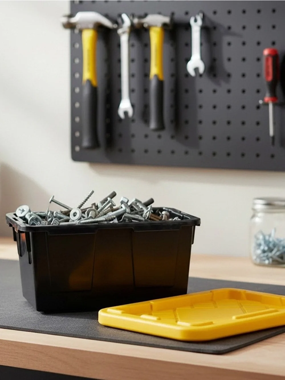 Green Made Mini Storage Bins 10-Pack — Yellow Lids with Black Bin Containers